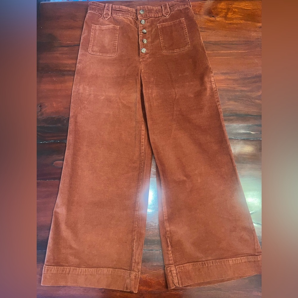 Frye Ilana Ultra High-Rise Corduroy
Wide-Leg Cropped Jeans Sz30 Dark
Orange - Picture 2 of 9